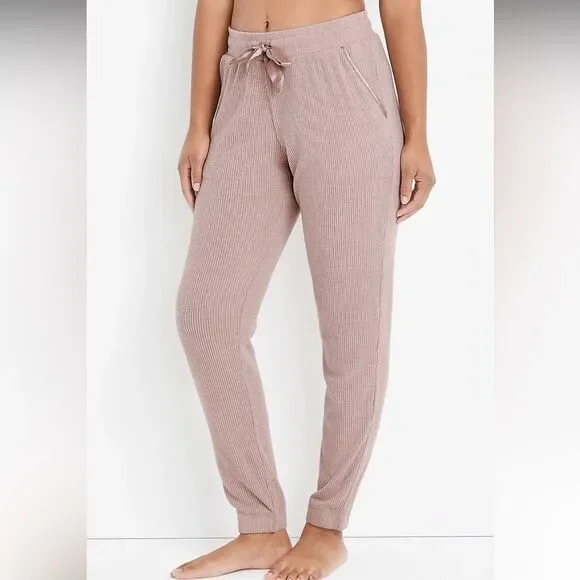 NWT Maurices Super Soft Cozy Rib Jogger Pant mauve light blush pink size XL - Picture 1 of 11